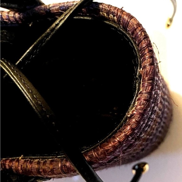 Cesta Collective Jute Rafia Mini Top Handle Handbag Black Brown - Picture 7 of 13